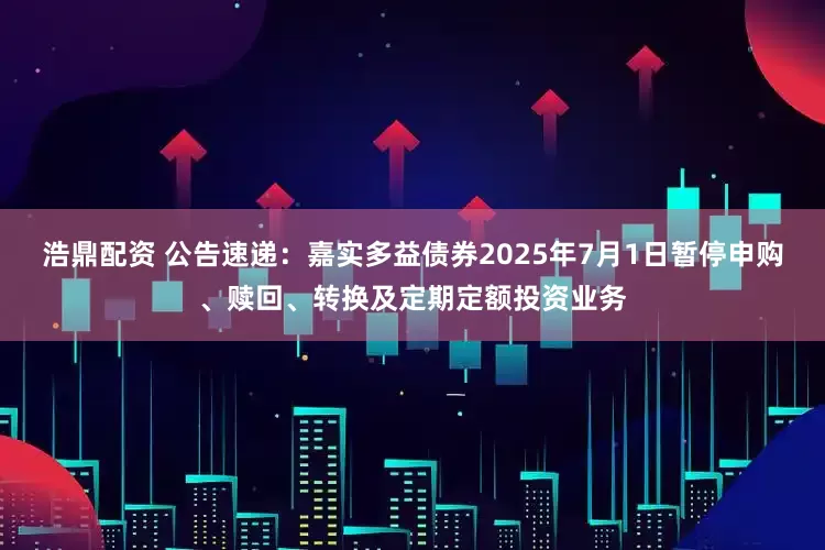 浩鼎配资 公告速递：嘉实多益债券2025年7月1日暂停申购、赎回、转换及定期定额投资业务